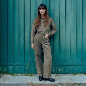 ZARA Faux Suede Straight Leg Pants